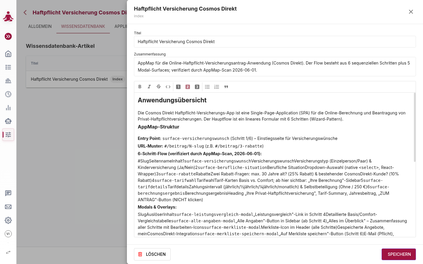 The Knowledge Base article editor